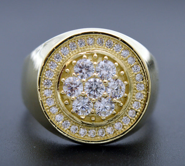 Real Solid 10K Yellow Gold Mens Round Micro Pave cz Ring ALL Sizes 17.2mm.jpg