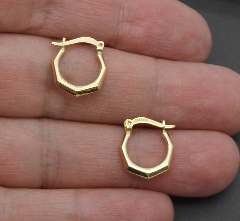 Real 10k Solid Yellow Gold Faceted Creole Hoop Earrings 19.0mm 1.2gr