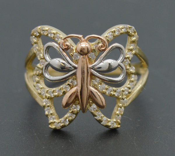 Real 10k Solid Yellow Gold Butterfly Women Ring 15.7mm 2.7gr.jpg