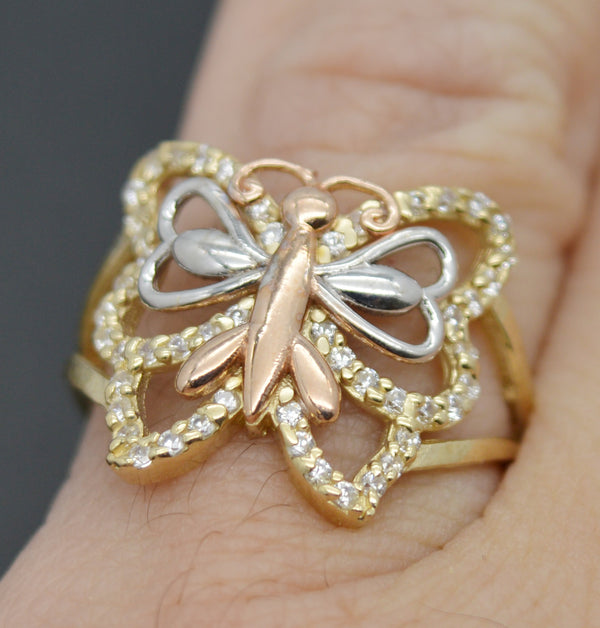 Real 10k Solid Gold Butterfly Women Ring 15.7mm All Sizes