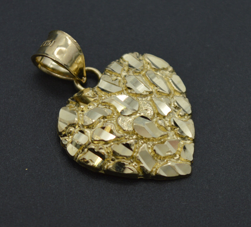 Real 10K Solid Yellow Gold Women Heart Shape Lock Pendant 1.8grams.jpg