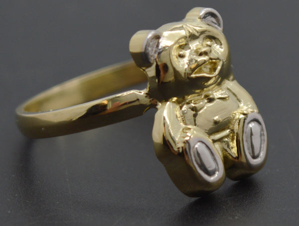 Real 10k Solid Yellow Gold Teddy Bear Women Ring 16.6mm 3.7gr All Sizes