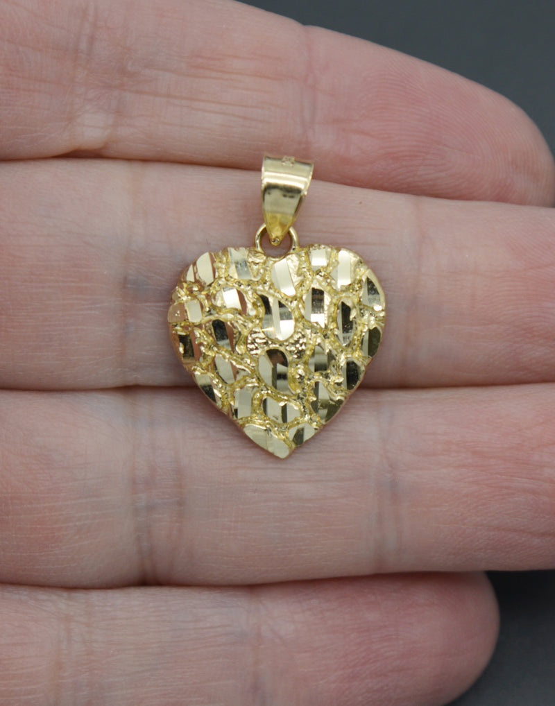 Real 10K Solid Yellow Gold Women Heart Shape Lock Pendant 1.8grams.jpg