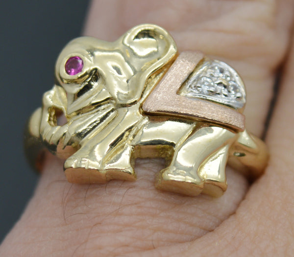 Real 10k Solid Yellow Gold Elephant Women Ring 14.0mm 4.8gr.jpg