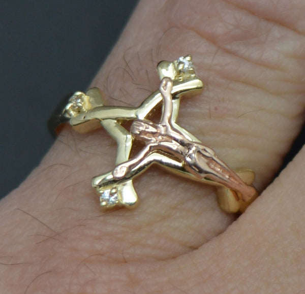 Real 10k Solid Yellow Gold Cross Jesus Women Ring 14.8mm 2.5gr.jpg