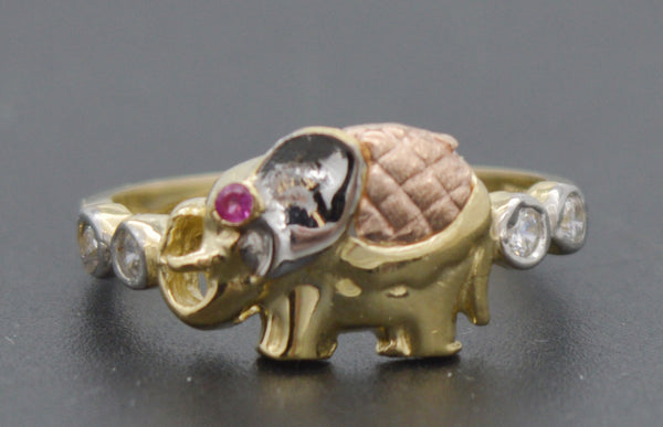 Real 10k Solid Yellow Gold Elephant Women Ring 9.0mm 2.2gr.jpg