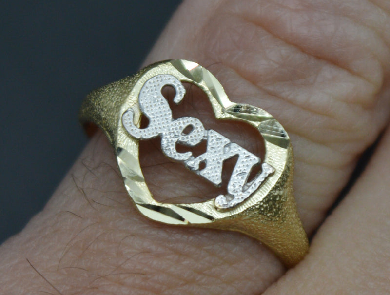 Real 10k Solid Yellow Gold Heart Shape Sexy Women Ring 11.5mm All Size