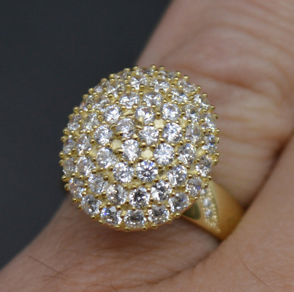 Real 10k Solid Yellow Gold Oval CZ Engagement Women Ring 17.0mm 4.1gr All Size