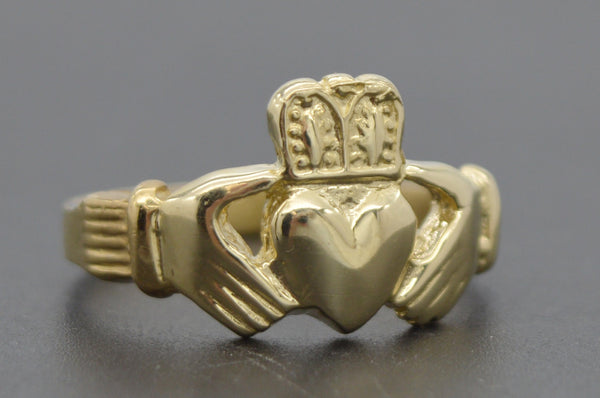 Real 10k Solid Yellow Gold Classic Claddagh Women Ring 12.2mm 3.9gr.jpg