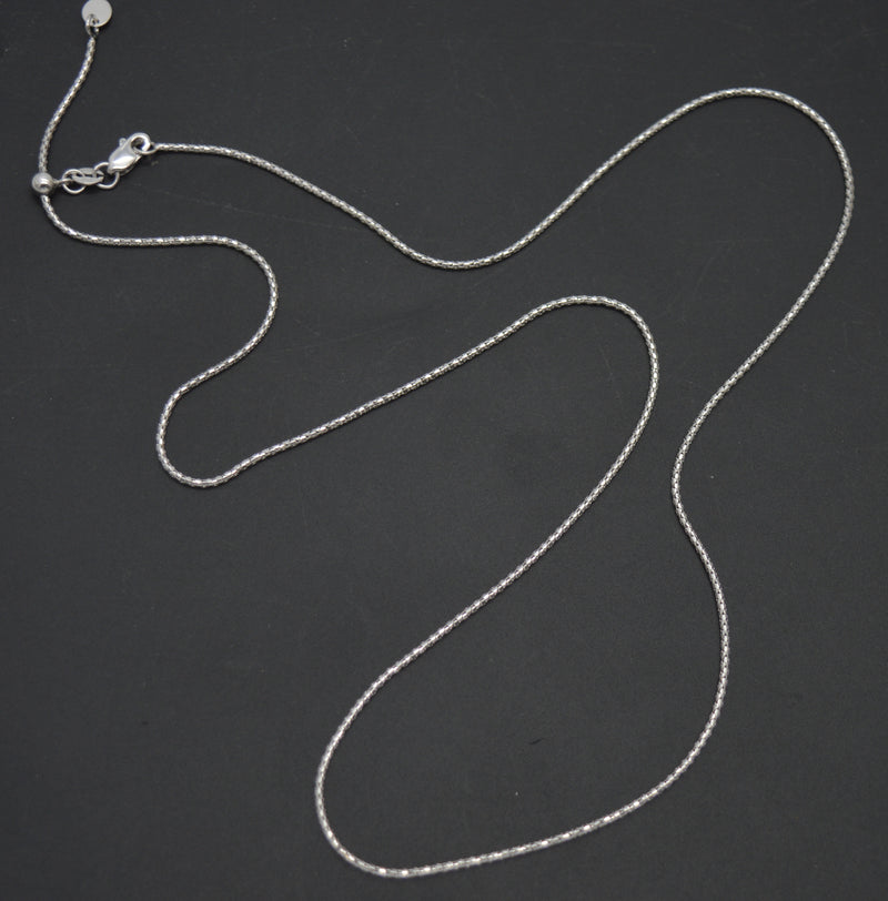 Real 14K Solid White Gold 22" Adjustable Wheat Popcorn Chain Necklace 2.7 grams