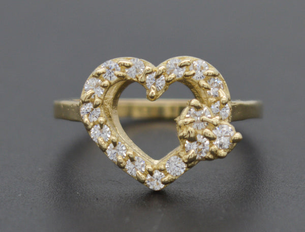 Real 10k Solid Yellow Gold Women Delicate Diamond Heart Ring 12.2mm 2.9gr.jpg
