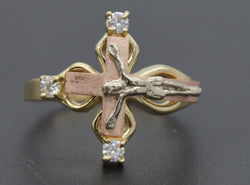 Real 10k Solid Yellow Gold Cross Crucifix Jesus Women Ring 17.4mm 3.2gr.jpg