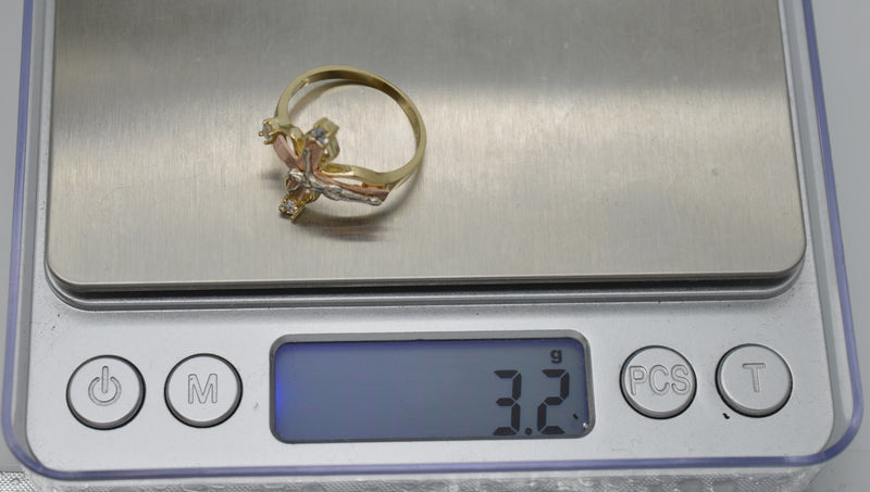 Real 10k Solid multi color Gold Cross Crucifix Jesus Women Ring 17.4mm All Size