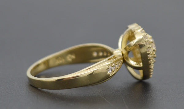 Real 10k Solid Yellow Gold Heart Cluster CZ Engagement Ladies Ring 11mm All Size
