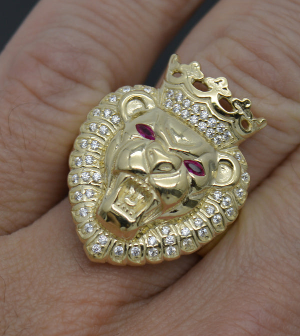 Real Solid 10K Yellow Gold Men's Ruby Eyes Rings ALL Sizes 8 Grams 27.8mm