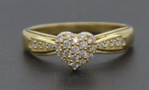 Real 10k Solid Yellow Gold Heart CZ Diamond Women Ring 6.7mm 2.5gr.jpg