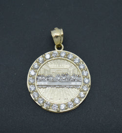 Real 10K Yellow Gold Last Supper Charm Pendant Diamond-Cut 2.1 Grams