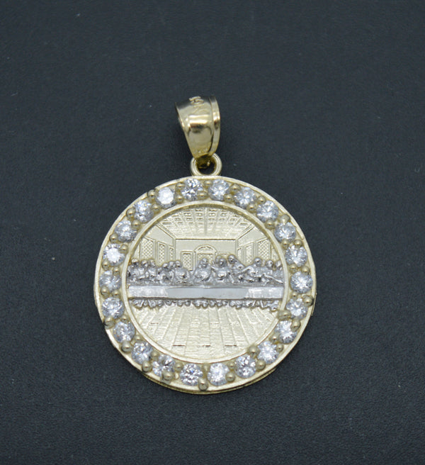 Real 10K Yellow Gold Last Supper Charm Pendant Diamond-Cut 2.1 Grams