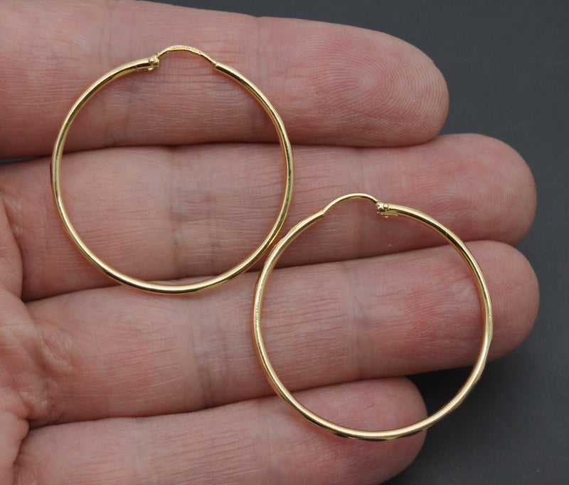 Real14k Solid Yellow Gold Faceted Endless Hoop Earrings 1.8 gr 32.4 mm