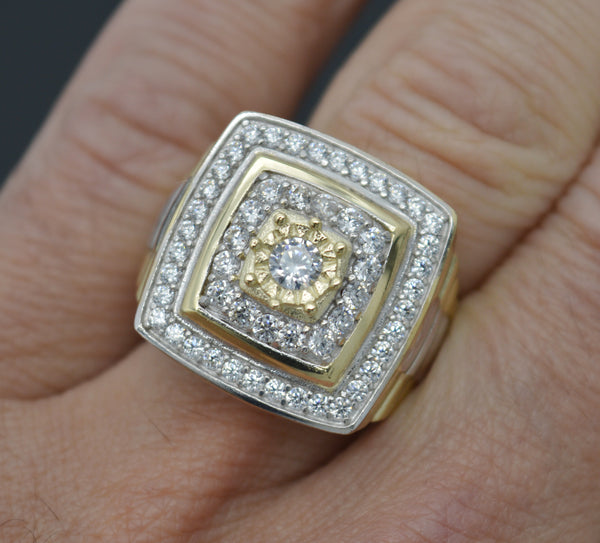 Real 10k Yellow Gold Men's Round Diamond Nested Square Ring All Sizes 6.3gr.jpg