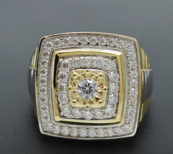 Real 10k Yellow Gold Men's Round Diamond Nested Square Ring All Sizes 6.3gr.jpg