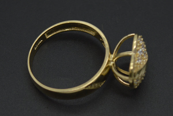 Real Solid 10k Yellow Gold Women Textured Heart CZ Engagement Ring All Sizes.jpg