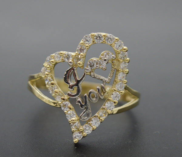 Real Solid 10k Yellow Gold Women CZ 2.6gr Love Heart Ring All Sizes 18.7 mm .jpg