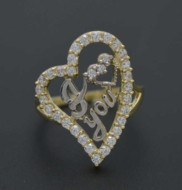 Real Solid 10k Yellow Gold Women Heart Shape CZ 3.4gr Ring All Sizes 24mm.jpg
