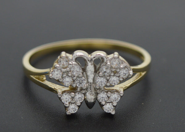 Real Solid 10k Yellow Gold Women Butterfly 1.6gr Stone Ring All Sizes 9mm .jpg