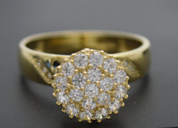 Real Solid 10k Yellow Gold Women Round CZ Stone Ring All Sizes 2.9 Grams.jpg
