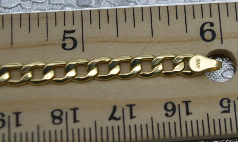 REAL 10K Yellow Gold 6'' Flat Curb ID baby Children's Bracelet + Engraving 3.1gr