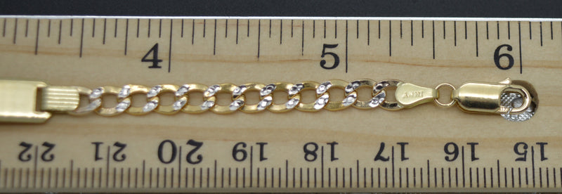 REAL 10K Yellow Gold Flat Curb ID baby Children's Bracelet + Engraving 3.6 gr 6''