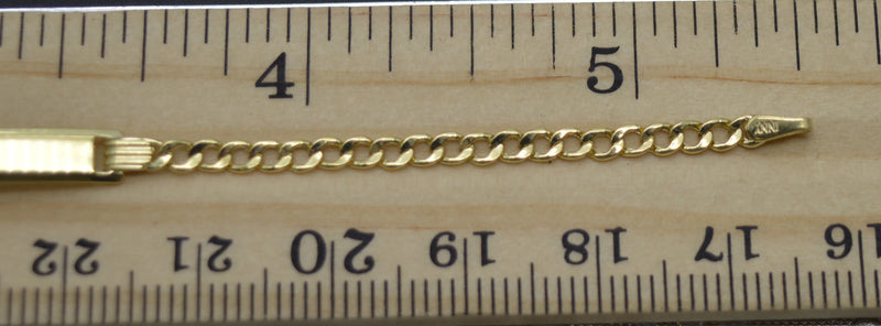 REAL 10K Yellow Gold 5.5" ID baby Children's Curb Bracelet + Engraving 1.4 gr