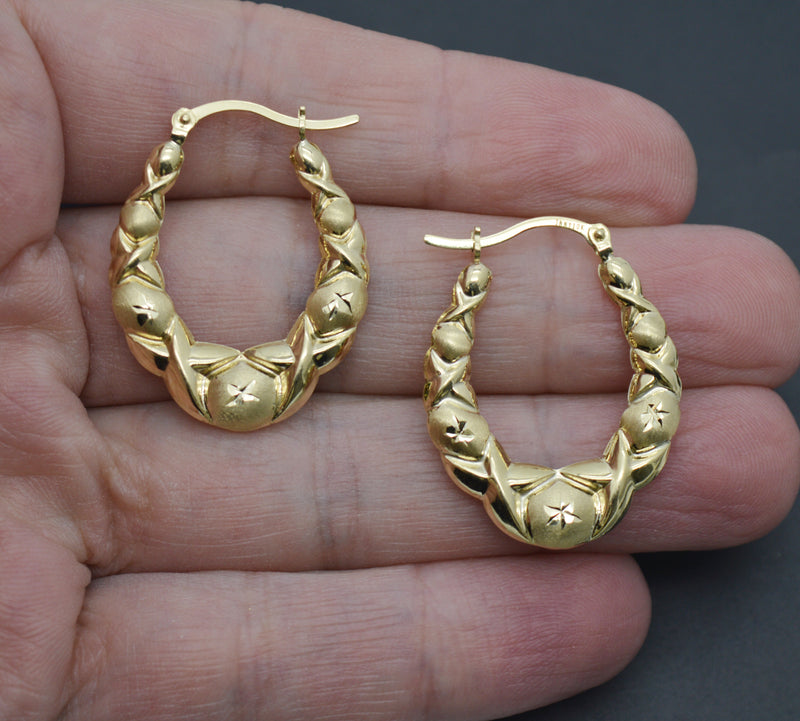 Real 10K Yellow Solid Gold Hug & Kisses Hoop Earrings 2.7 gr.jpg