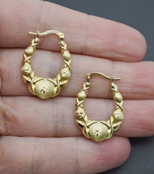 Real 10K Yellow Solid Gold Love Heart Hugs & Kisses Hoop Earrings 27.9 mm 2.0 gr.jpg