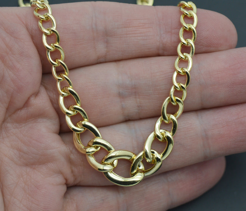 Real 14K Yellow Gold Heavy Chunky Royal Large Link Chain Necklace 9.2 grams