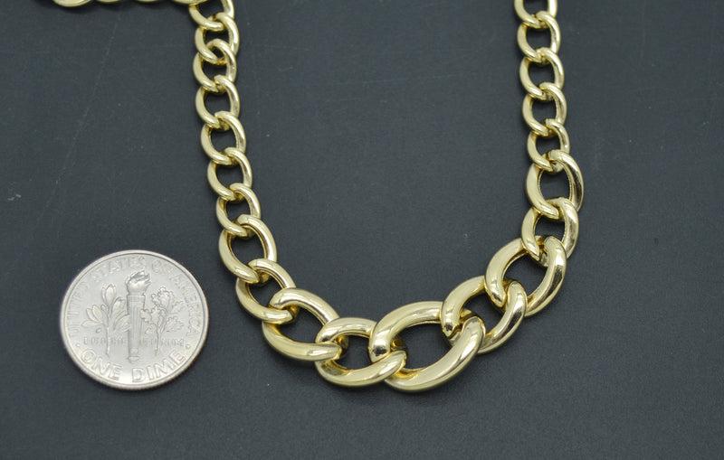 Real 14K Yellow Gold Heavy Chunky Royal Large Link Chain Necklace 9.2 grams