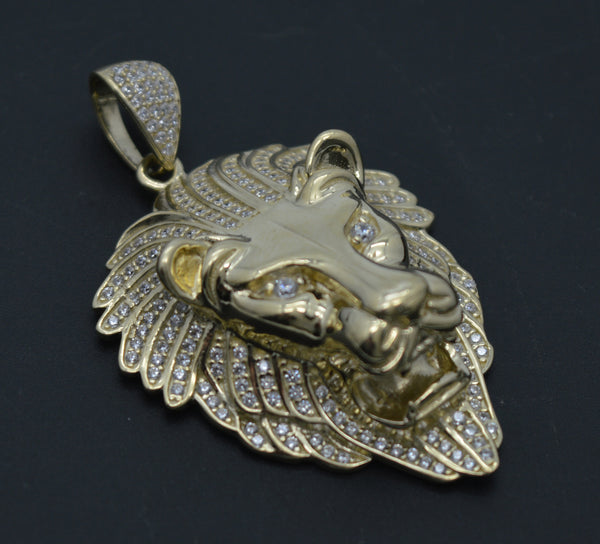 Real 10K Yellow Solid Gold Lion Head Pendant Men's Charm Pendant 12.6 gr.jpg