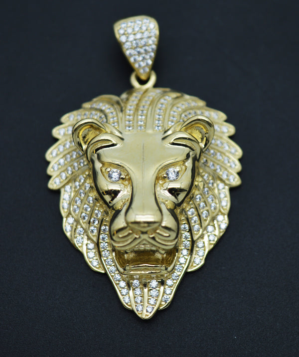 Real 10K Yellow Solid Gold Lion Head Pendant Men's Charm Pendant 12.6 gr.jpg