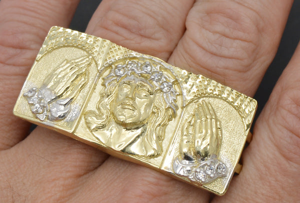 Real 10k Yellow Solid Gold Jesus Two Finger Ring All Sizes 13.1 gr 47.2 x 22.6gr.jpg