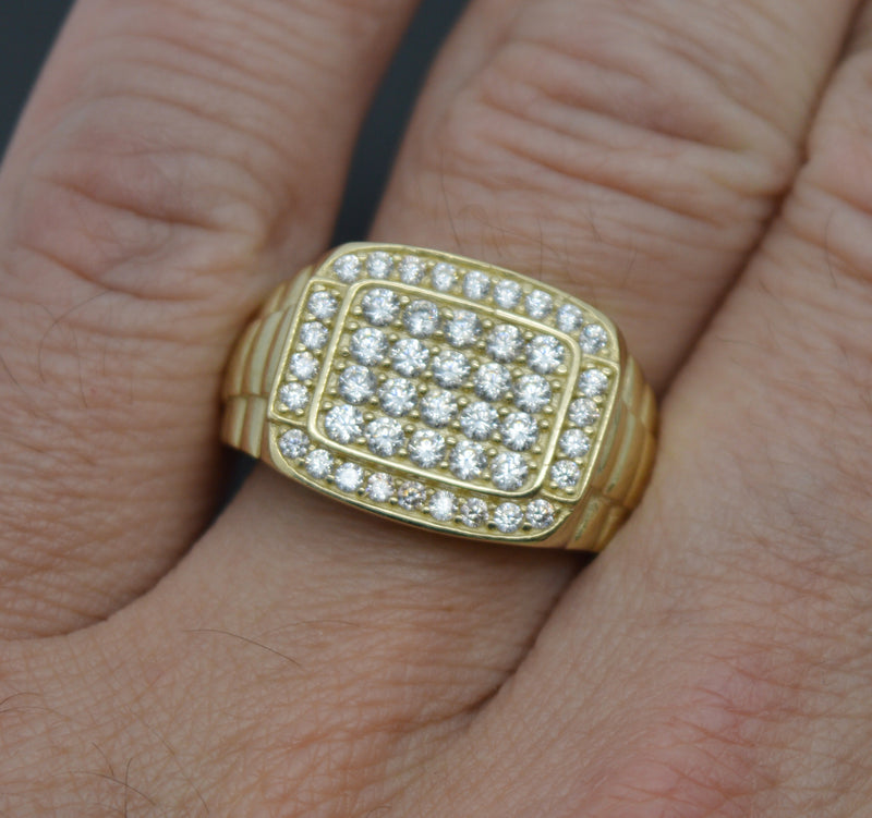 Real 10k Yellow Solid Gold Men's Square Ring All Sizes 6.6 grams 14.7 x 18.7mm.jpg