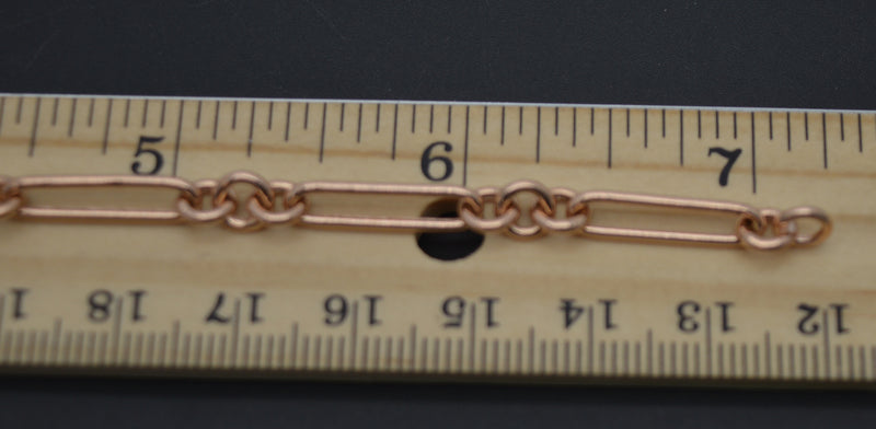 Real 14K Rose Gold 7" Shiny Paperclip Link Chain Textured Bracelet 3.1 grams