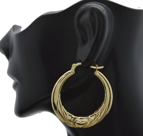 Real 10K Yellow Solid Gold Hollow Love Hoop Earrings 37.6 mm 3.9 gr.jpg