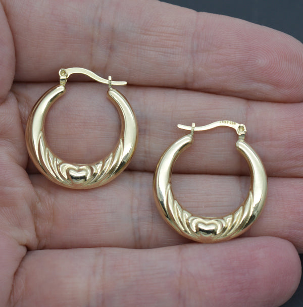 Real 10K Yellow Gold Solid Hollow Love Hoop Earrings 25.2 mm 2.0 gr.jpg