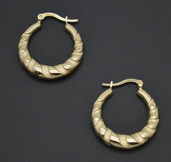 Real 10K Yellow Gold Solid Women Hoop Earrings 25.2 mm 2.1 gr.jpg