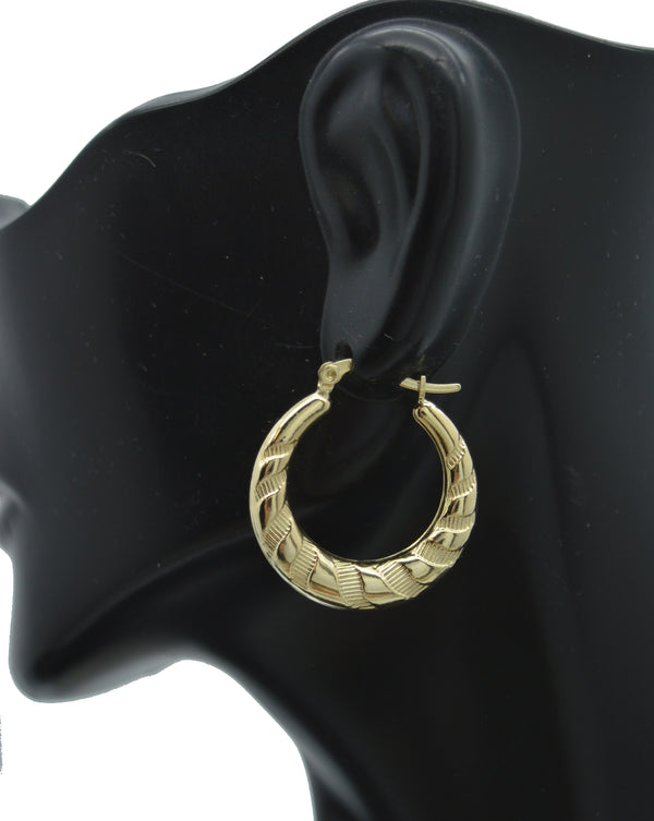 Real 10K Yellow Gold Solid Women Hoop Earrings 25.2 mm 2.1 gr.jpg