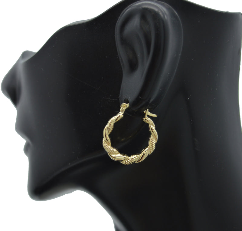 Real 10K Yellow Solid Gold Swirl Rope Hoop Earrings 1.3 grams.jpg