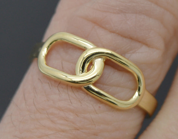 Real Solid 10K Yellow Gold Shiny Linked Chain Textured Ring 1.6gr All Sizes