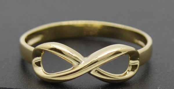 Real Solid 10K Yellow Gold Polished Finish Infinity Charm Ring 1.4gr All Sizes