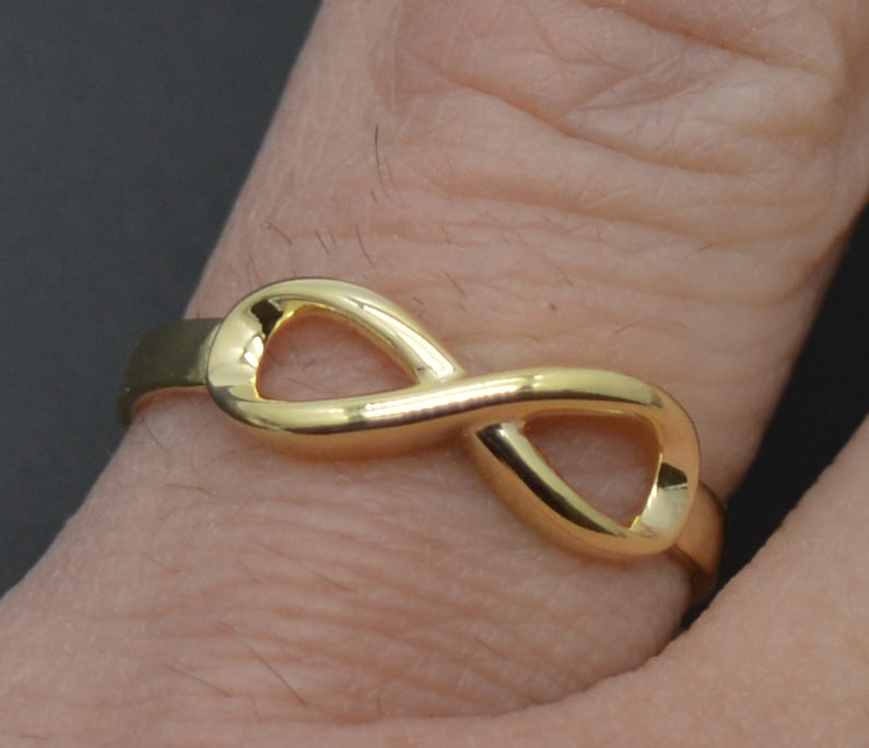 Real Solid 10K Yellow Gold Polished Finish Infinity Charm Ring 1.4gr All Sizes